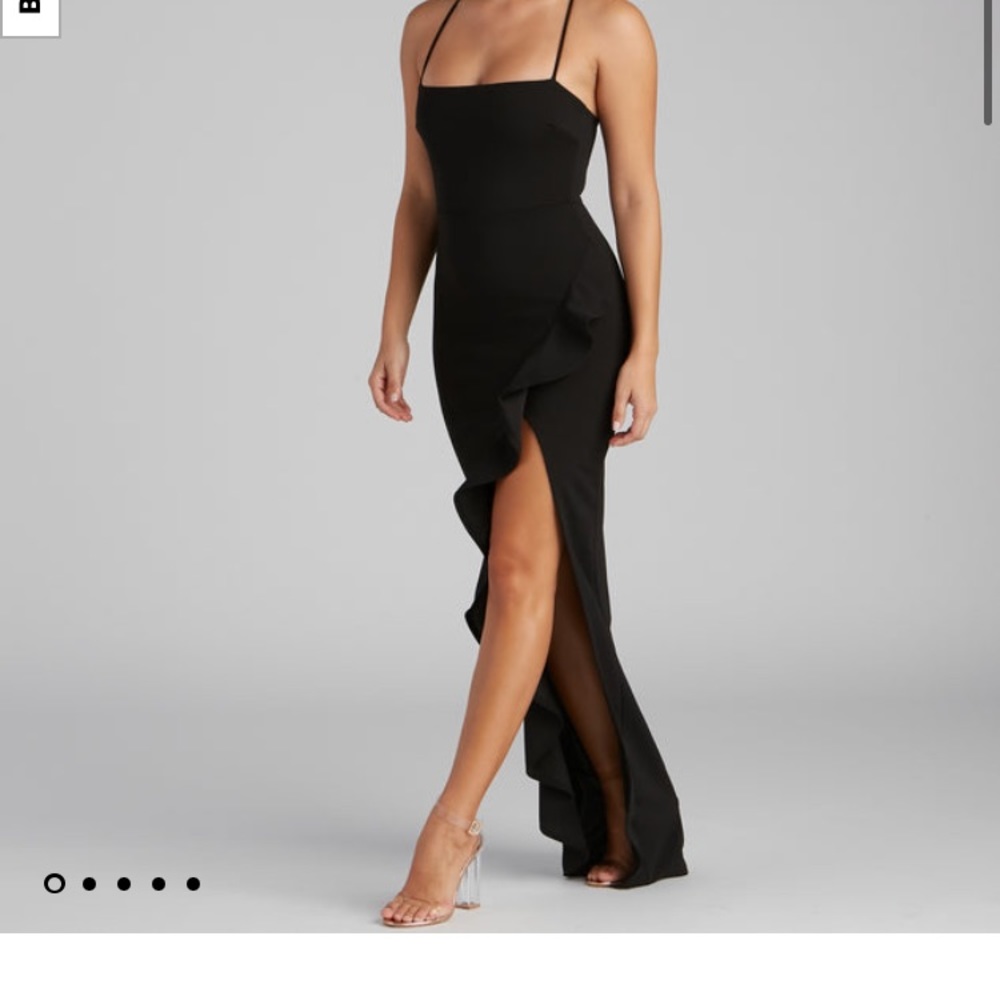 Black high slit formal dress Tiffany Windsor